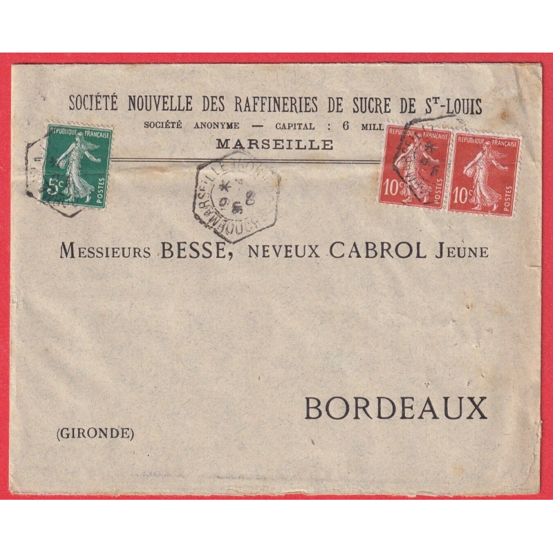 N°137 138 X2 LEVEE EXCEPTIONNELLE MARSEILLE BOUCHES DU RHONE 1909 BORDEAUX DOUBLE PORT