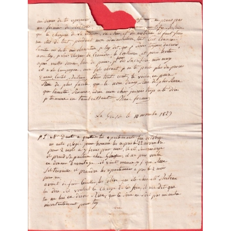 MARQUE 10 LA GRASSE AUDE 1829 POUR STRASBOURG BAS RHIN INDICE 11