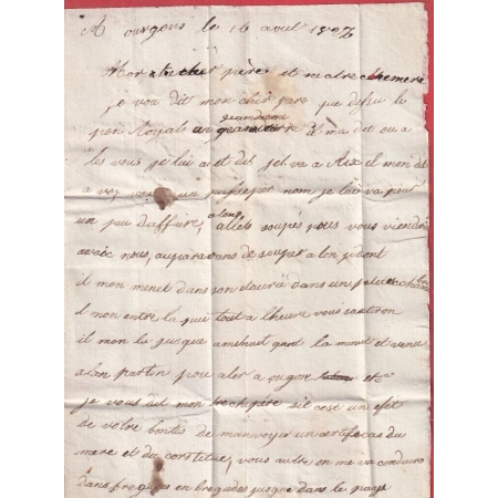 MARQUE 12 ORGON BOUCHES DU RHONE 1827 POUR ORANGE VAUCLUSE 25X11 INDICE12