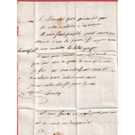 MARQUE 12 ORGON BOUCHES DU RHONE 1827 POUR ORANGE VAUCLUSE 25X11 INDICE12