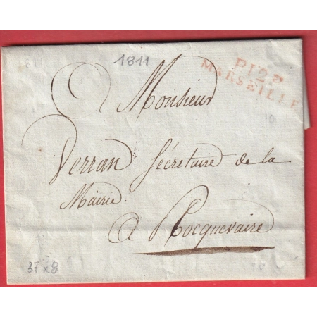 MARQUE P12P MARSEILLE EN ROUGE 1811 INDICE 10 BOUCHES DU RHONE POUR ROCQUEVAIRE