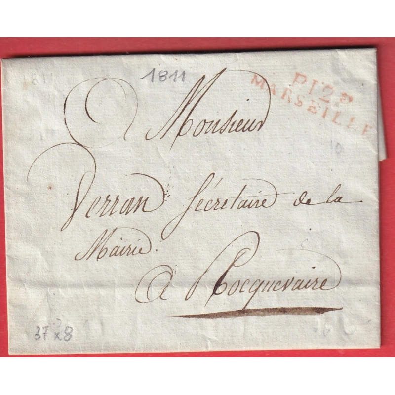 MARQUE P12P MARSEILLE EN ROUGE 1811 INDICE 10 BOUCHES DU RHONE POUR ROCQUEVAIRE