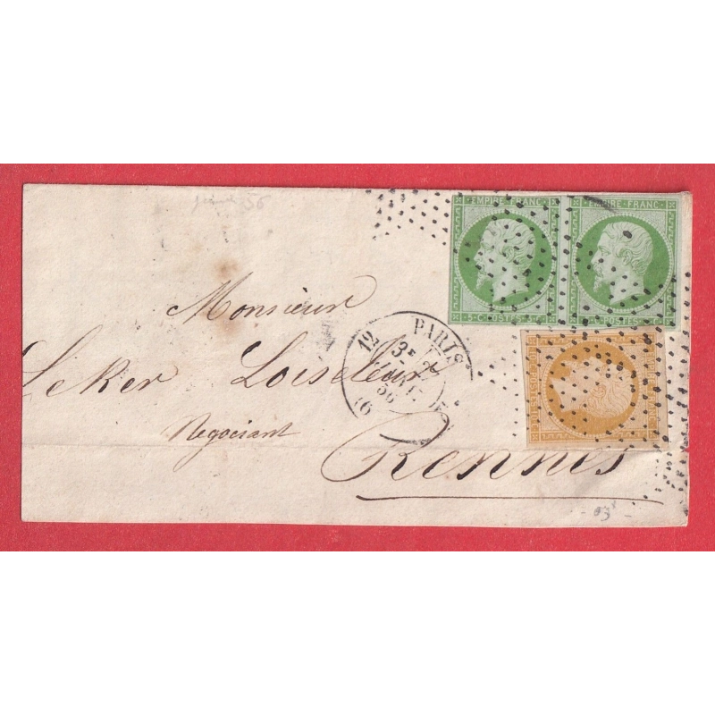 N°12 PAIRE + N°13 ROULETTE ETOILE PARIS ROUTE 12 DEVANT DE LETTRE AVEC UN RABAT RARE EX COLLECTION DUBUS