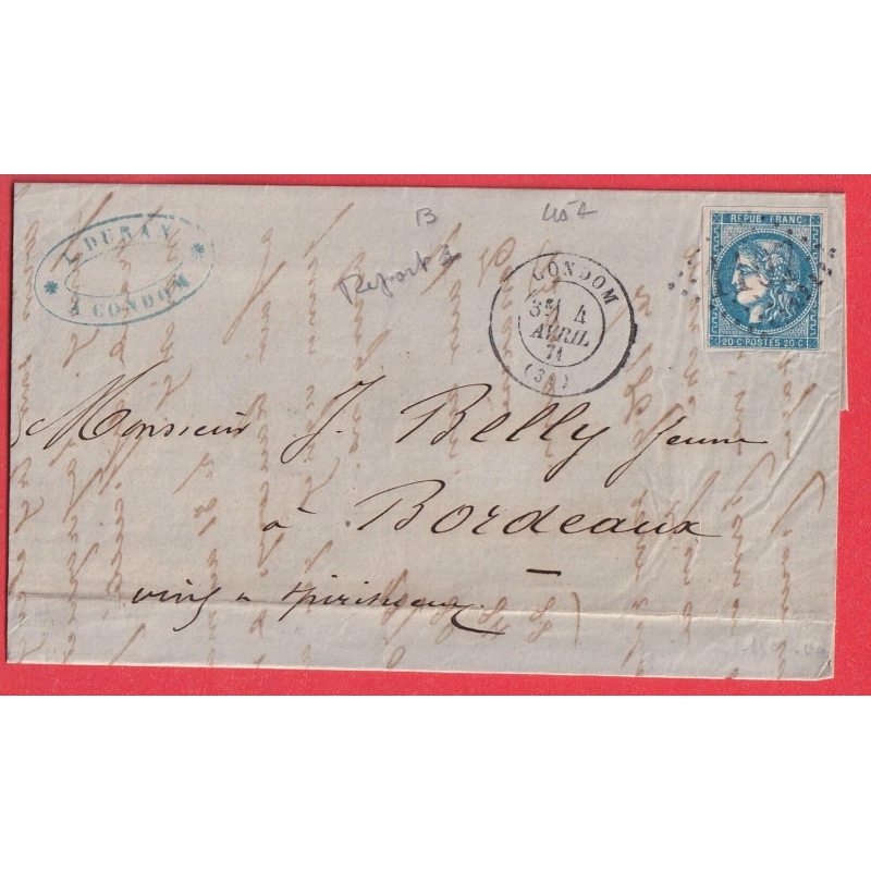 N°46A GC 1107 CONDOM GERS POUR BORDEAUX