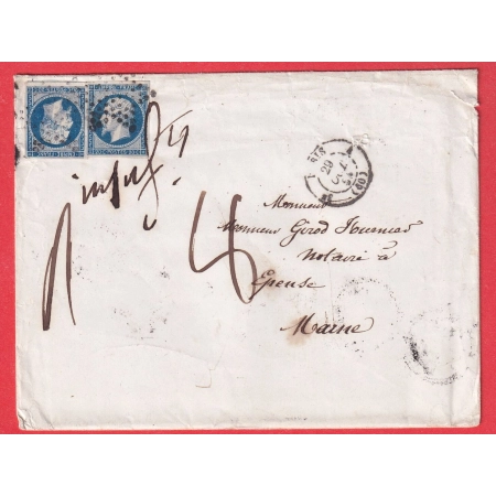 N°14 X2 PARIE ETOILE  3E 60 4 POUR EPENSE MARNE TAXE MANUSCRIT 8 AFFR INSUF 1854