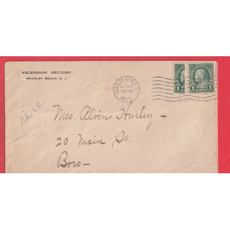 TIMBRE COUPE EN DEUX BRADLEY BEACH 1925 NEW JERSEY