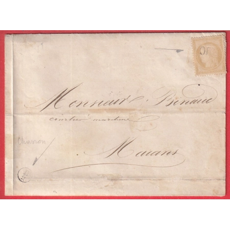 N°59 OBLITERATION OR BOITE RURALE SUPPLEMENTAIRE B2 CHARRON POUR MARANS CHARENTE INFERIEURE TARIF LOCAL