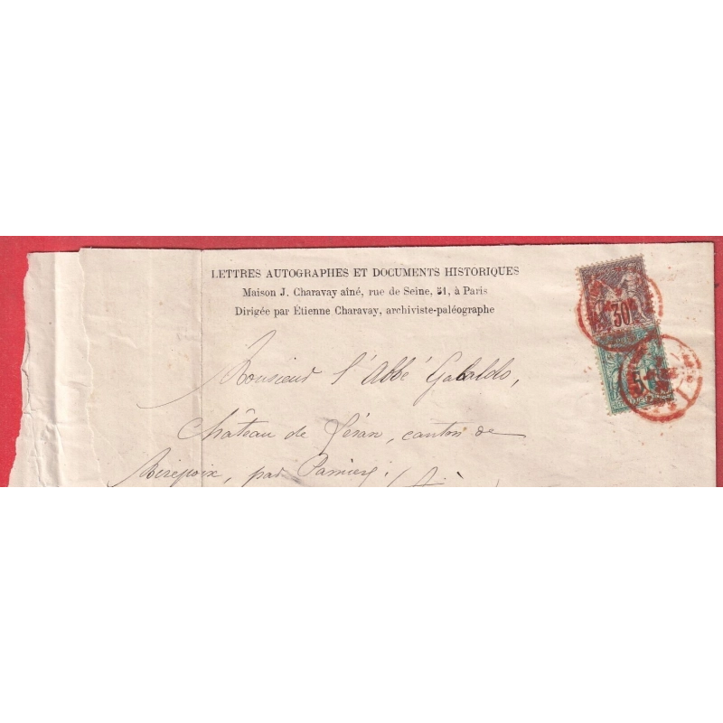 N°75 80 PARIS CAD ROUGE DES IMPRIMES  POUR MIREPOIX ARIEGE BANDE DE JOURNAL