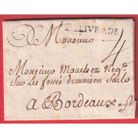 MARQUE STE LIVRADE LOT ET GARONNE 1769 LN°2A INDICE 10 POUR BORDEAUX GIRONDE