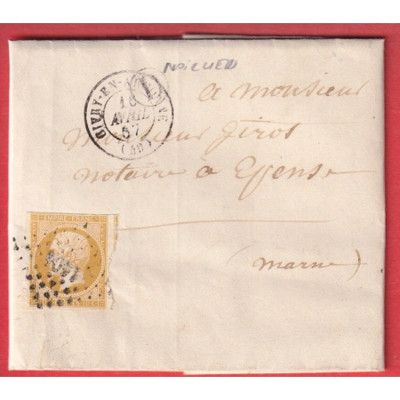 N°13 PC 1404 GIVRY EN ARGONNE MARNE BOITE RURALE D NOIRLIEU POUR EPENSE