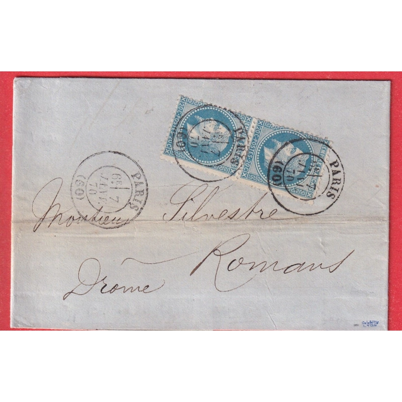 N°29 PAIRE CAD TYPE 17 PARIS POUR ROMANS DROME SIGNE LAMY