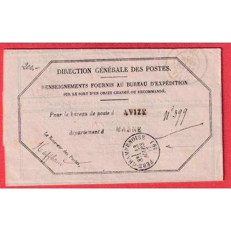 N°67 CAD AVIZE MARNE SUR AVIS DE CHARGEMENT