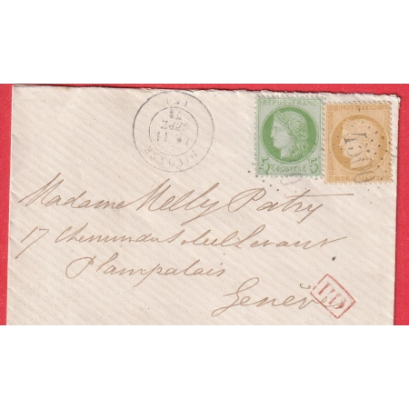 N°53 59 GC 4500 DIVONNE LES BAINS AIN TARIF FRONTALIER POUR PLAINPALAIS GENEVE SUISSE 11.09.1873