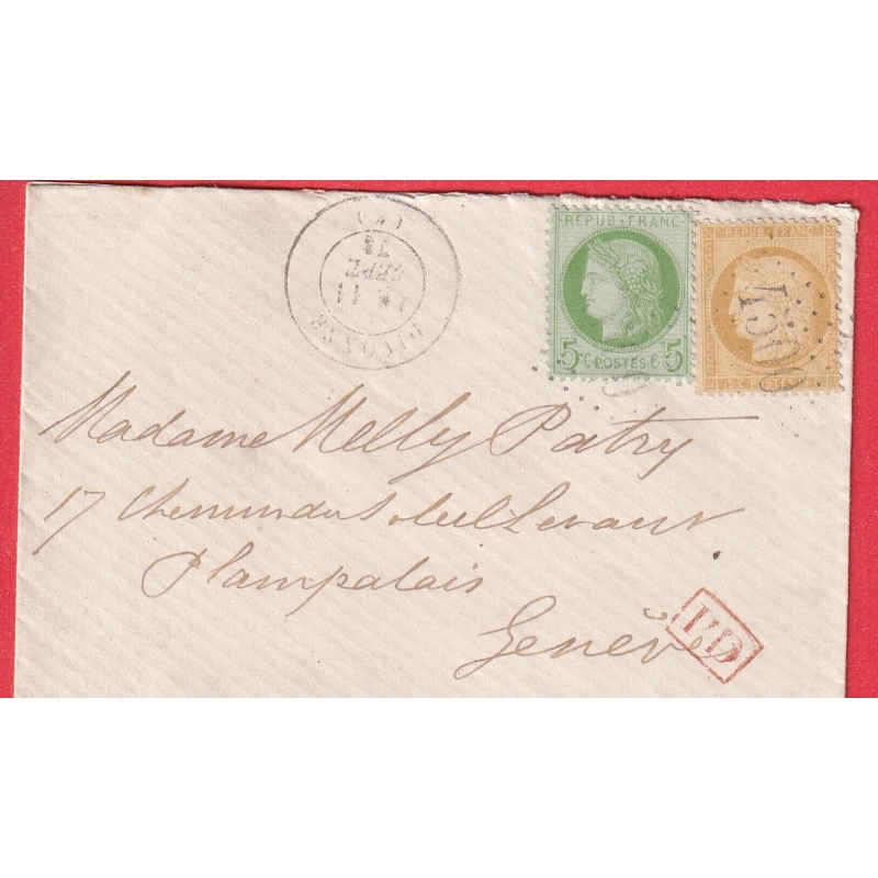 N°53 59 GC 4500 DIVONNE LES BAINS AIN TARIF FRONTALIER POUR PLAINPALAIS GENEVE SUISSE 11.09.1873