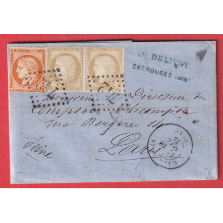 N°38 55 PAIRE GC 742 CAD TYPE 18 CARROUGES ORNE POUR PARIS