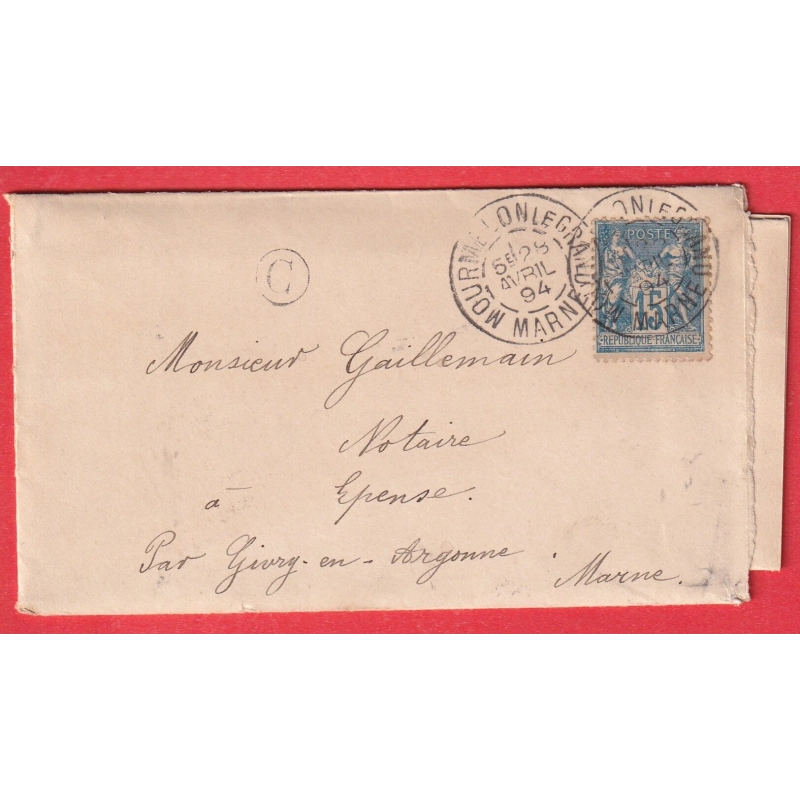 N°90 MOURMELON LE GRAND MARNE BOITE RURALE C BOUY POUR EPENSE