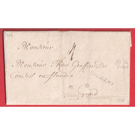 MARQUE VALENCIENNES NORD 1730 LN°4 INDICE 13 POUR GAND BELGIQUE