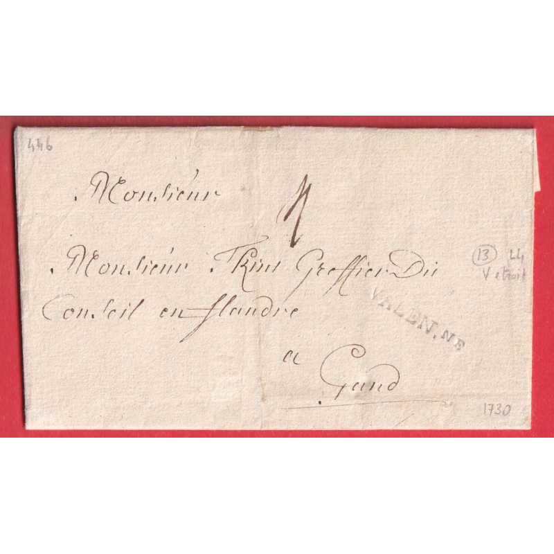 MARQUE VALENCIENNES NORD 1730 LN°4 INDICE 13 POUR GAND BELGIQUE