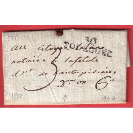 MARQUE 30 TOULOUSE BELLE TAXE MENTION 3 DECIMES OU 6 SOUS 1802 POUR LES HAUTES PYRENEES