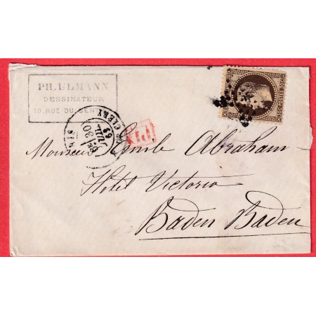 N°30 PARIS ETOILE 24 R DE CLERY POUR BADEN BADEN ALLEMAGNE VIA STASBOURG