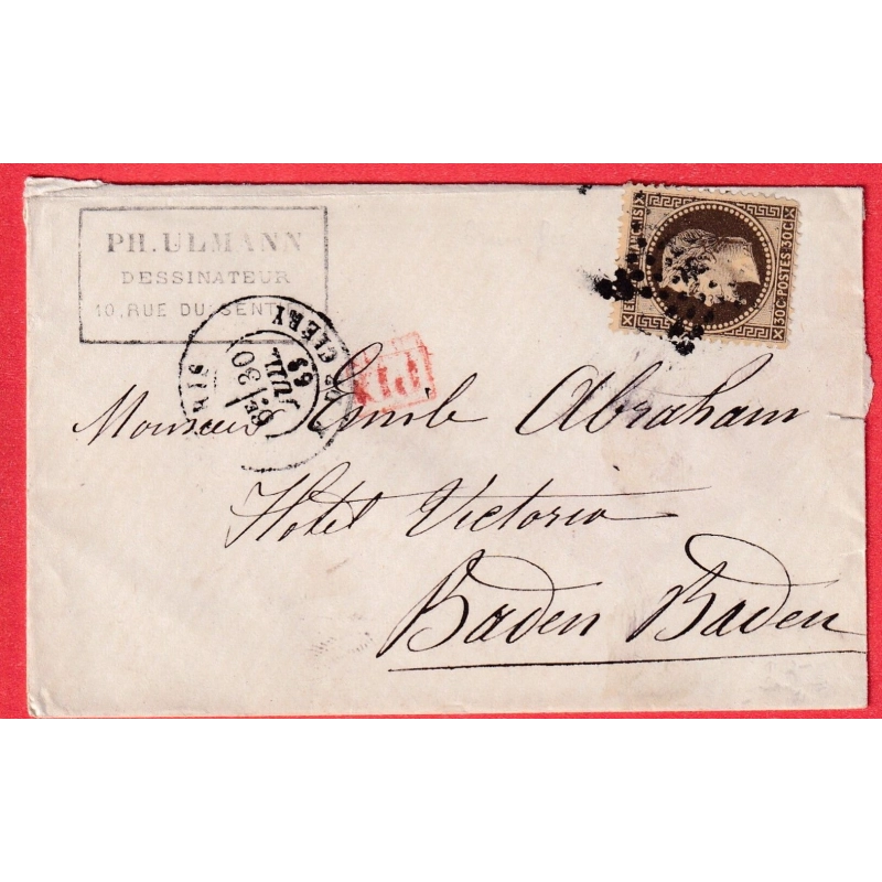 N°30 PARIS ETOILE 24 R DE CLERY POUR BADEN BADEN ALLEMAGNE VIA STASBOURG