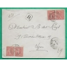 N°129 x4 SEMEUSE RECOMMANDE BLERE INDRE ET LOIRE POUR LYON RHONE 1903 LETTRE COVER FRANCE