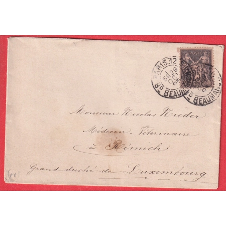 N°92 PARIS 12 BD BEAUMARCHAIS POUR REMICH LUXEMBOURG 1895