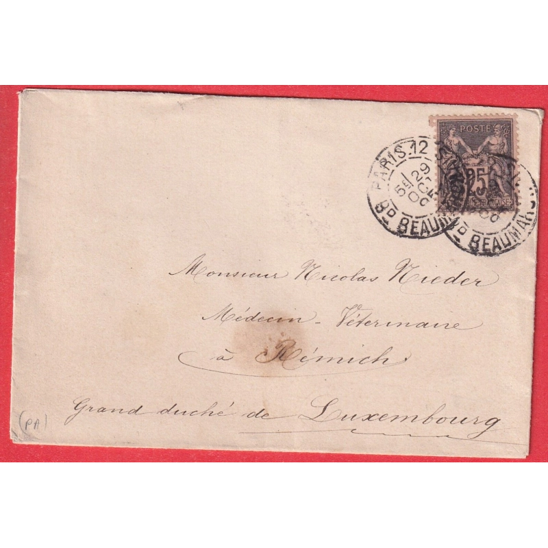 N°92 PARIS 12 BD BEAUMARCHAIS POUR REMICH LUXEMBOURG 1895