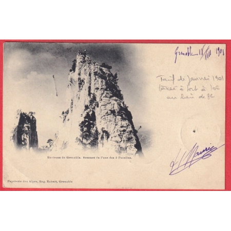 N°83 TAXE A 10C TYPE DUVAL 5C BLEU X2 GRENOBLE ISERE POUR CLERMONT DE L'HERAULT 1901