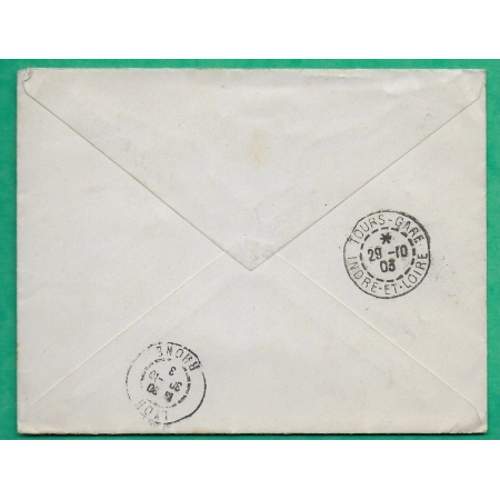 N°129 x4 SEMEUSE RECOMMANDE BLERE INDRE ET LOIRE POUR LYON RHONE 1903 LETTRE COVER FRANCE
