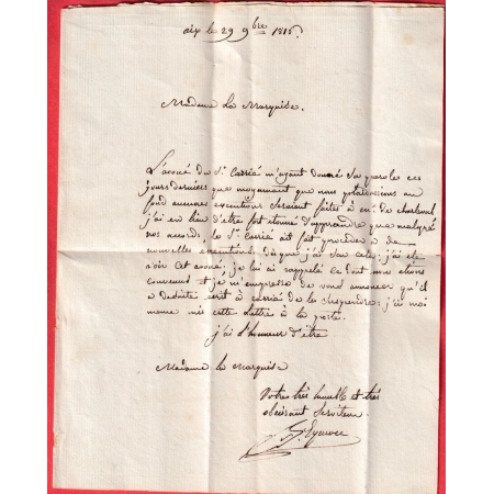 MARQUE DEBOURSE EVITEE PORT PAYE A LAMBESC BOUCHES DU RHONE 1816 MARQUE DEPART 12 AIX EN PROVENCE TAXE 2 ANNULEE