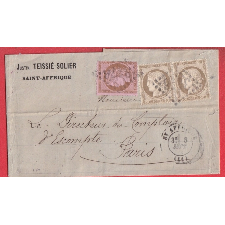 N°56 PAIRE DONT VARIETE POINT DERRIERE LA TETE + N°58 ST AFFRIQUE AVEYRON POUR PARIS