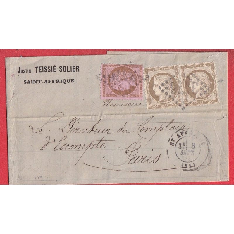 N°56 PAIRE DONT VARIETE POINT DERRIERE LA TETE + N°58 ST AFFRIQUE AVEYRON POUR PARIS