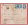 N°60B TYPE II PAIRE + UN + N°59 GC 4018 TRETS BOUCHES DU RHONE RECOMMANDE POUR GANGES HERAULT
