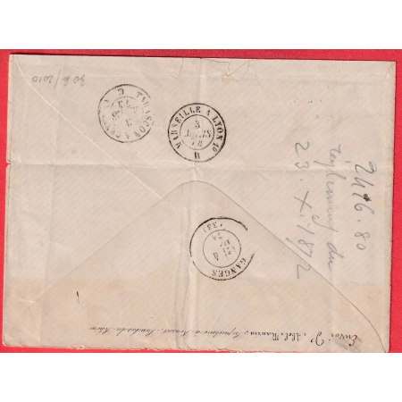 N°60B TYPE II PAIRE + UN + N°59 GC 4018 TRETS BOUCHES DU RHONE RECOMMANDE POUR GANGES HERAULT