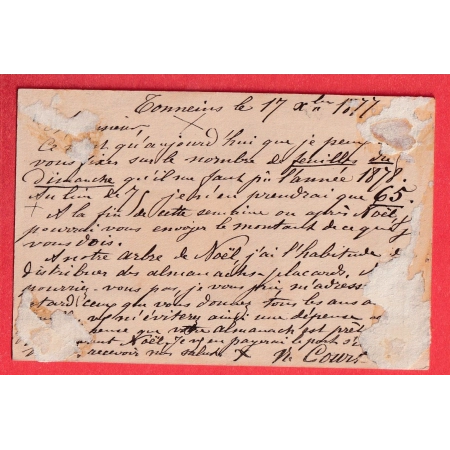 N°77 CONVOYEUR STATION TONNEINS LOT ET GARONNE POUR PARIS LIGNE BORDEAUX TOULOUSE CARTE PRECURSEUR INDICE 11