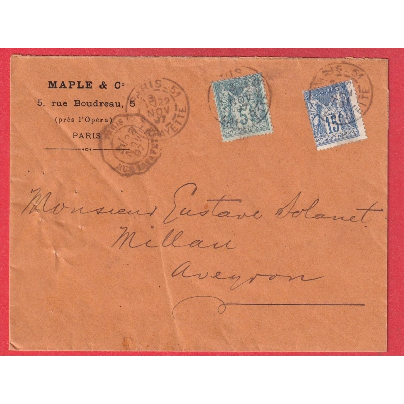 N°75 90 LEVEE EXCEPTIONNELLE PARIS 3E RUE LAFAYETTE MILLAU AVEYRON DERNIERE LEVEE