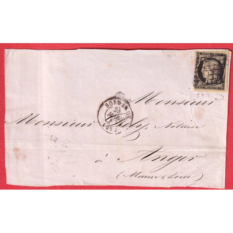 N°3 TTB / SUP GRILLE BORDEAUX POUR ANGERS MAINE ET LOIRE DEVANT DE LETTRE FRONT COVER