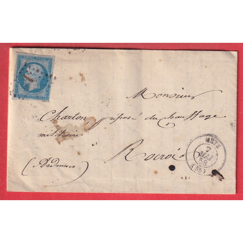 N°14 BLEU SUR LILAS FONCE PC 1977 METZ MOSELLE POUR ROCROI ARDENNES