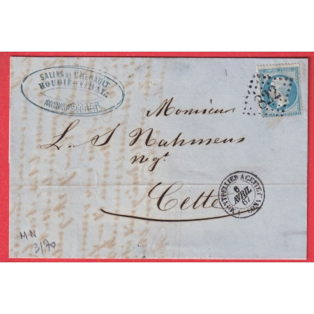 N°22 CONVOYEUR STATION ESSAI MONTPELLIER A CETTE  CONV. 1867 INDICE 16 POUR CETTE
