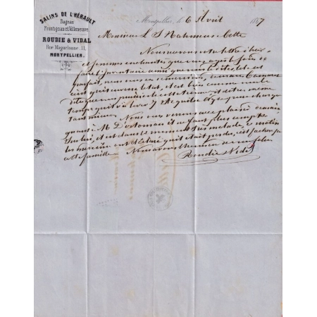 N°22 CONVOYEUR STATION ESSAI MONTPELLIER A CETTE  CONV. 1867 INDICE 16 POUR CETTE