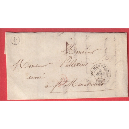 CAD TYPE 15 STE MENEHOULD CL ROUGE TAXE LOCALE 1 BOITE RURALE SUPPLEMENTAIRE B/2 EPENSE G EN ROUGE HEXAGONAL ??