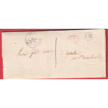 CAD TYPE 15 STE MENEHOULD TAXE LOCALE 1 CL EN ROUGE + OR DE BELVAL POUR EPENSE 1843