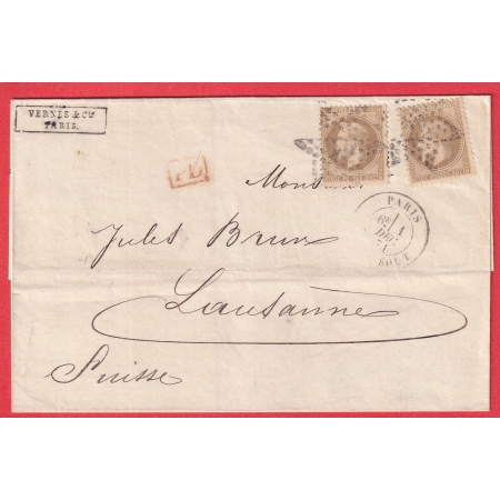 N°30 X2 PARIS ETOILE 22 R TAITBOUT POUR LAUSANNE SUISSE DOUBLE PORT