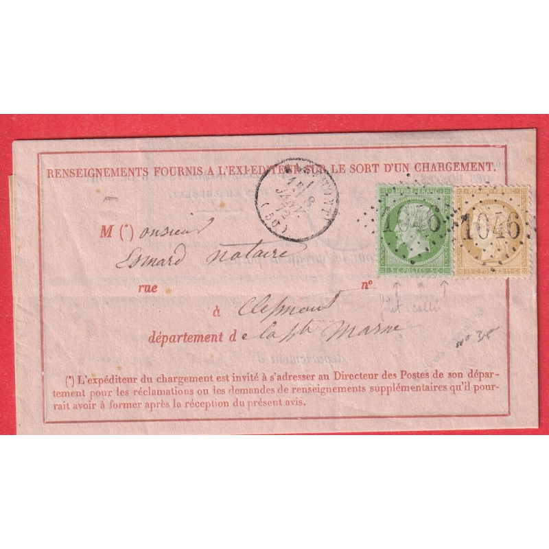 N°35 59 GC 1046 CLEFMONT HAUTE MARNE CAD TYPE 16 POUR LONGEAU BUREAU PASSE 978 CHAUMONT EN BASSIGNY