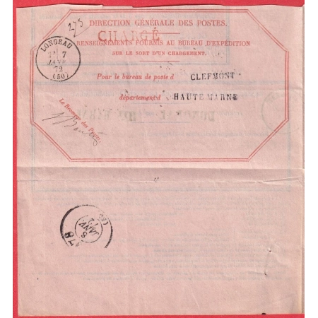 N°35 59 GC 1046 CLEFMONT HAUTE MARNE CAD TYPE 16 POUR LONGEAU BUREAU PASSE 978 CHAUMONT EN BASSIGNY