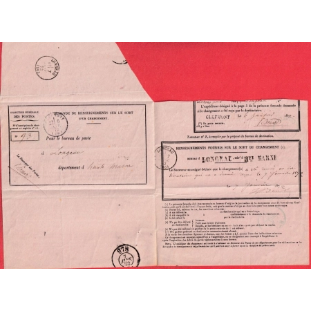 N°35 59 GC 1046 CLEFMONT HAUTE MARNE CAD TYPE 16 POUR LONGEAU BUREAU PASSE 978 CHAUMONT EN BASSIGNY