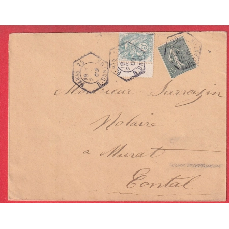 N°111 130 LEVEE EXCEPTIONNELLE PARIS 25 R DANTON 1906 POUR MURAT CANTAL