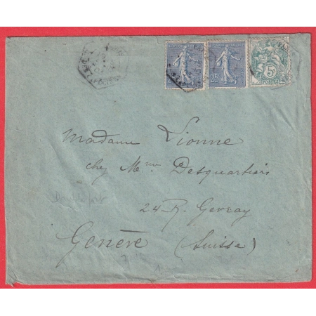 N°111 132 X2 LEVEE EXCEPTIONNELLE PARIS 81 R DES CAPUCINES 1903 POUR GENEVE SUISSE