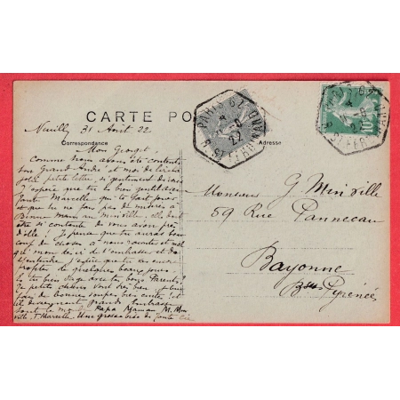 N°130 159 LEVEE EXCEPTIONNELLE PARIS 62 R ST FERDINAND 1922 POUR BAYONNE BUREAU RARE